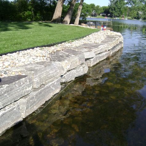 Lake Landscaping, Retaining Wall Design, Lake Dock, Break Wall, Stone Landscaping, Landscaping Retaining Walls, Lakeside Living, Pond Landscaping, Lake Living