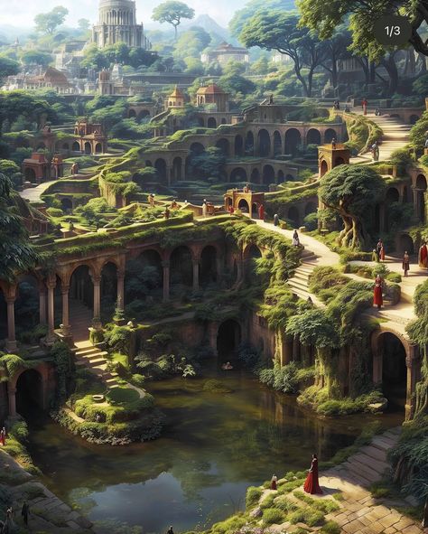 Kingdom In The Forest, Fantasy Savannah City, Fantasy Savannah Landscape, Fantasy Jungle City, Rainforest City, Rainforest Village, Fantasy Temple, Jungle Village, Forest Kingdom