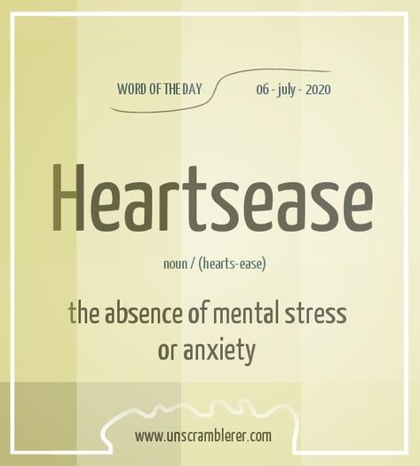 Todays #WordOfTheDay is: Heartsease   Synonyms for this #Scrabble word are #peace, #peacefulness, #calm, #repose, #serenity, #calmness, #tranquillity, #ease, #calmness, #aplomb, #composure. Peace Synonyms, Calming Words, Thesaurus Words, Compliment Words, Scrabble Word, Unscramble Words, Esl Vocabulary, Teaching English Grammar, Uncommon Words