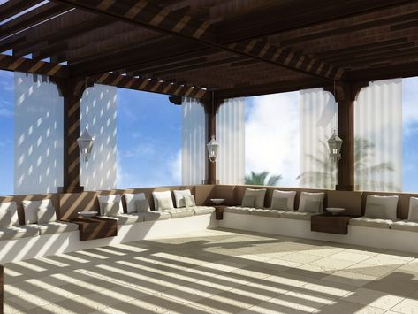 Arabian Roof Majlis Design Islamic Majlis Design, Outdoor Majlis, Outdoor Seating Area Ideas, Arabian House Design, Arabian Majlis, Seating Area Ideas, Modern Islamic Interior, Islamic Interior, Majlis Design