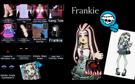 Frankie Stein Royale High, Monster High Royale High, Rh Cosplay, Rh Combos, Royale Outfits, Monster High Cosplay, Monster High Costume, Royale High Journal Ideas, Royal High Outfits Ideas Cheap