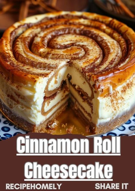 RecipesHomely Roll Cheesecake, Cinnamon Roll Cheesecake, Rich Cheesecake, Dessert Lover, Creamy Cheesecake, Cheesecake Recipe, Food Cakes, Cinnamon Roll, Perfect Desserts