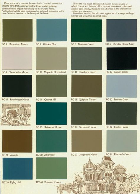 Historic Exterior House Colors | color concert color choices no color desired from this chart 5 17p ... Colonial Restoration, Historic Paint Colours, Victorian House Colors, Victorian Exterior, Victorian Colors, Folk Victorian, Colonial Exterior, Green Paint Colors, Exterior Paint Colors For House