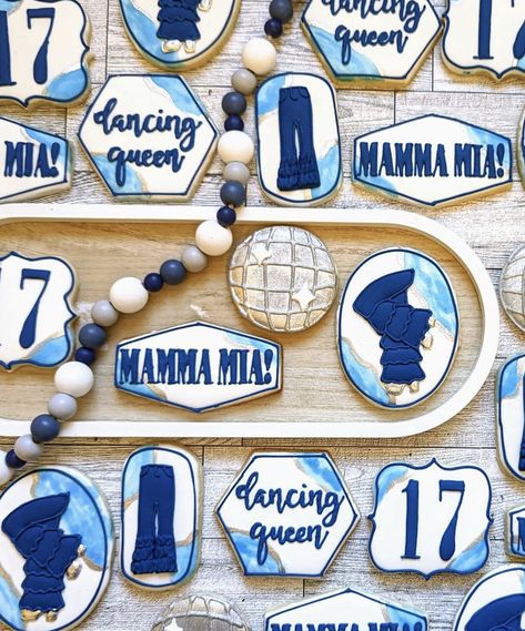 Dancing Queen 17 Cookies, Dancing Queen Cookies Decorated, Mama Mia Cookies Decorated, Dancing Queen Only 17 Birthday, Mamma Mia Cookies Decorated, Dancing Queen Cookies, Mama Mia Cupcakes, Mamma Mia Cupcakes, Mama Mia Cookies