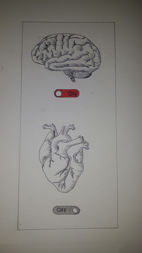 A simple drawing of the mind and the heart, and it is better to start using your mind more. Drawing Feelings, Drawings With Meaning, Simple Drawing Ideas, Brain Drawing, Heart Sketch, Meaningful Drawings, Cool Pencil Drawings, Heart Drawing, Easy Drawings Sketches