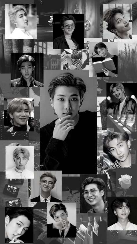 Rm Collage Aesthetic, V Jin, Bts Black, Bts Blackpink, Bts Rap Monster, Bts Aesthetic Pictures, Black Aesthetic Wallpaper, Bts Lockscreen, Rap Monster