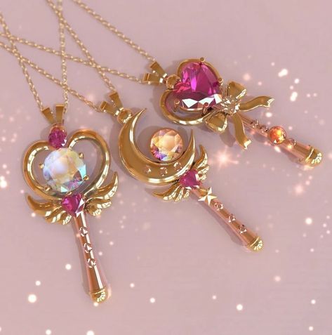 Core Aesthetics, Moon Necklaces, Rose Gold And Gold, Magical Accessories, Sailor Moon Aesthetic, Anime Jewelry, Queen Fashion, Pastel Fashion, Kawaii Jewelry