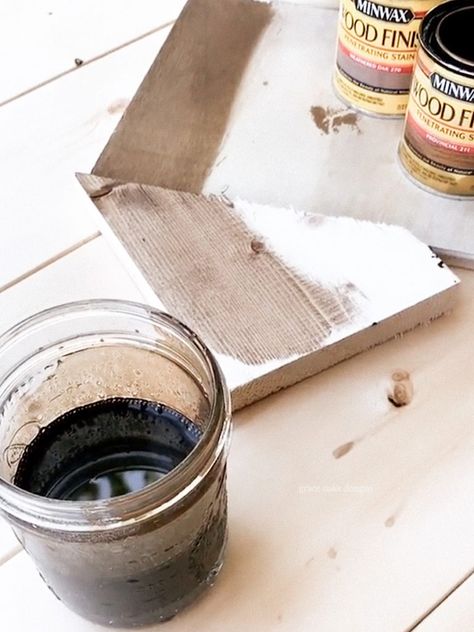 Minwax Provincial, Weathered Wood Stain, Weathered Oak Stain, Diy Wood Stain, Driftwood Stain, Stain On Pine, Minwax Stain, Wood Stain Colors, Glass Mason Jars