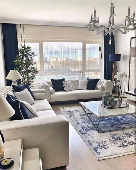 Blue Living Room Decor, Living Room Decor Rustic, Living Room Design Decor, Living Room Decor Cozy, Home Design Living Room, Blue Living Room, Elegant Living Room, Rustic Living Room, Living Room Decor Modern