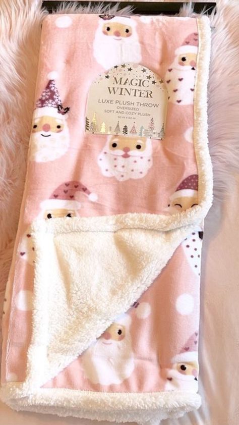 Pink Christmas Bedroom, A Pink Christmas, Hello Kitty Blanket, Minnie Christmas, Christmas Throw Blanket, Pink Santa, Pink Xmas, Plush Throw Blanket, Christmas Throws