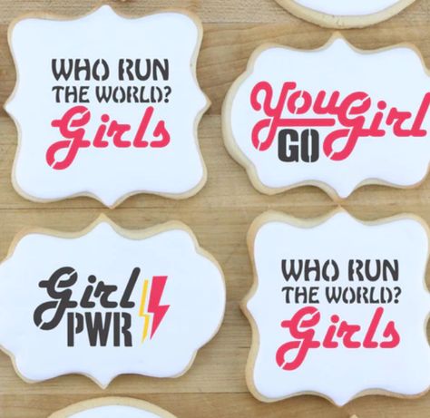 Motivational Girl Quotes, Power Cookies, Motivational Quotes For Girls, Safari Cookies, Music Cookies, Art Deco Cake, Who Run The World, Alphabet Cookies, Cookie Decorations