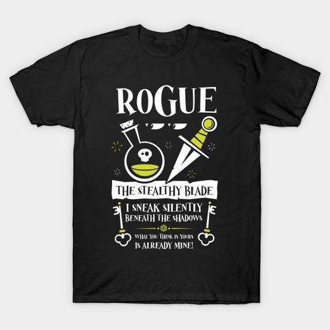 dungeons and dragons rogue t-shirt for rogue class D D Rogue, Tshirt Style Outfit, Dice Goblin, Dnd Shirts, Shirt Design Ideas, Dungeons Dragons, Gaming Shirt, Summer Tshirts, Tshirts Online