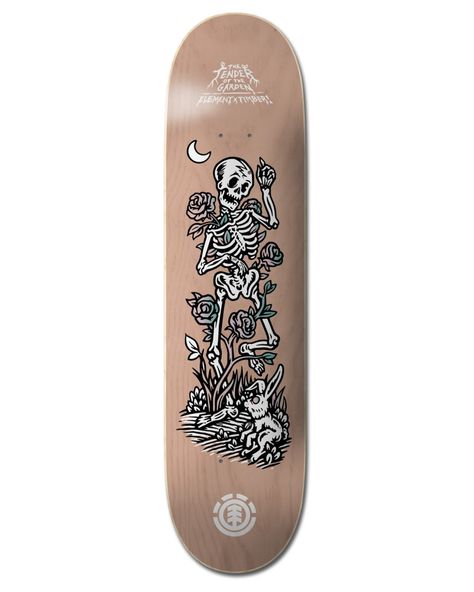 Timber Garden Bygone Skateboard Deck | Element Garden Skeleton, Skeleton Skateboard, Skate Bord, Custom Skateboard Decks, Skeleton Dancing, Element Skateboards, Skateboard Deck Art, Skeleton Dance, Custom Skateboards