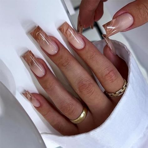 Brown Acrylic Nails, Easy Nails, Nagel Tips, Ombre Acrylic Nails, Nagel Inspo, Nail Length, Brown Nails, Marble Nails, Nailed It