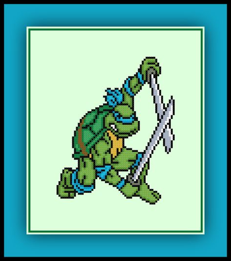 Patreon Only Leonardo Cross Stitch Pattern Teenaged Mutant Ninja Turtles TMNT Leo Geeky Cross Stitch Patterns, Geeky Cross Stitch, Tmnt Leo, Teenage Mutant Ninja Turtle, Perler Bead Art, Perler Bead, Mutant Ninja, Teenage Mutant, Teenage Mutant Ninja