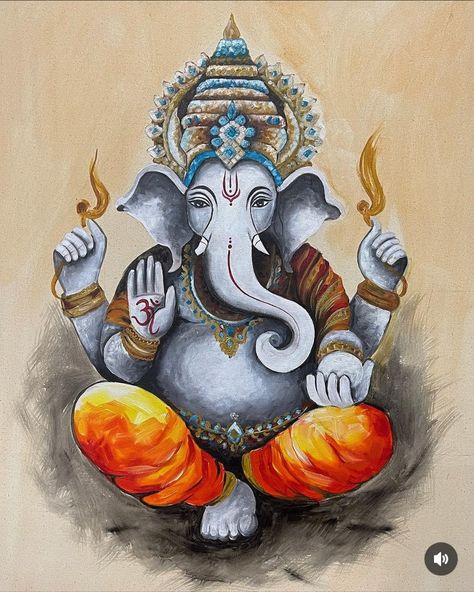 Ganpati Canvas Painting, Canvas Painting Indian, Indian Folk Art Painting, Lord Painting, Ganpati Painting, Ram Art, Ganpati Photo, Ganesha Art Illustration, Bappa Photo