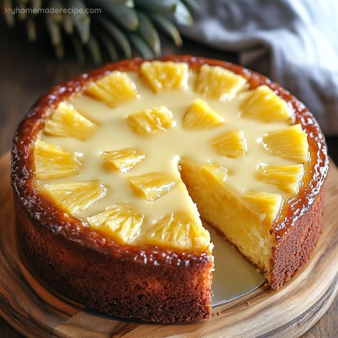 Juicy Pineapple Cake is a moist and flavorful dessert, bursting with tropical pineapple and topped with a sweet glaze for extra richness. Heaven Cake Recipe, Fruit Cake Recipe Easy, Condensed Milk Cake, Tropical Desserts, Filipino Food Dessert, Formula Recipes, Pineapple Desserts, Pineapple Recipes, Fruitcake Recipes