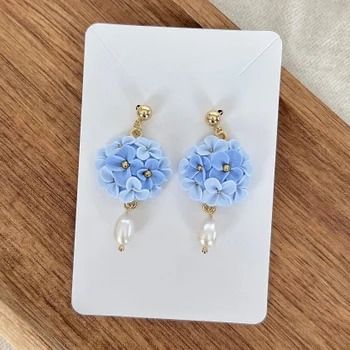 KaiNFriends - Etsy UK Blue Clay, Metal Accessories, Natural Pearl, Blue Hydrangea, Earrings Blue, Floral Earrings, Natural Pearls, Polymer Clay Jewelry, Cleaning Jewelry