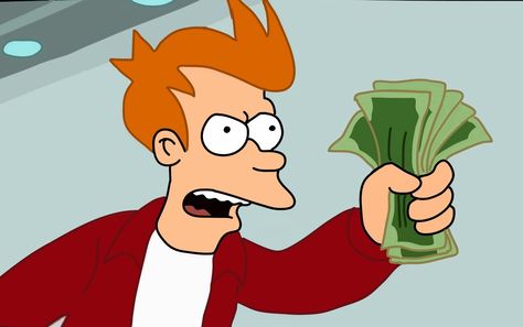 Futurama  Fry Take my money Take My Money Meme, Futurama Meme, Futurama Quotes, Fry Futurama, Money Meme, Blank Memes, Credit Card Design, Best Credit Cards, Money Cards