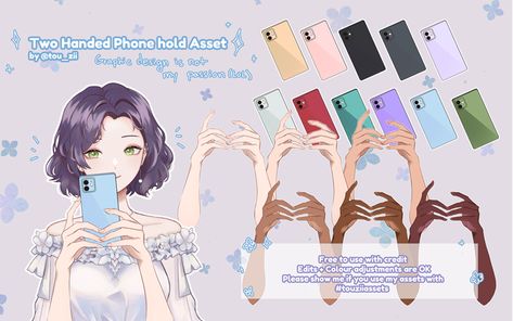 Vtuber Hand Asset, Live2d Rigging, Holding Phone Reference, Hand Holding Phone, Vtuber Design, Vtuber Assets, Twitch Streaming Setup, Vtuber Model, Anime Hands