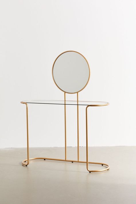 Charlette Vanity | Urban Outfitters Dreamy Vanity, Glass Vanity Table, Elegant Vanity, Georgette Tops, Glass Vanity, Vanity Table, Room Accessories, Design Living Room, Aesthetic Bedroom