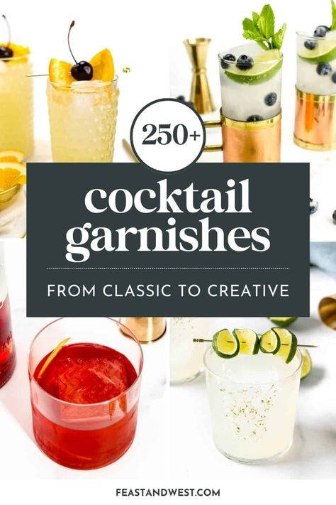 Up your mixology game with 250+ easy, classic and creative cocktail garnish ideas. Learn how to make your drinks look as good as they taste. Cute Garnishes For Drinks, Bar Garnish Ideas, Cocktail Garnish Ideas, Creative Cocktail Garnishes, Grape Cocktails, Easy Skewers, Drink Garnish, Garnish Ideas, Cosmo Cocktail