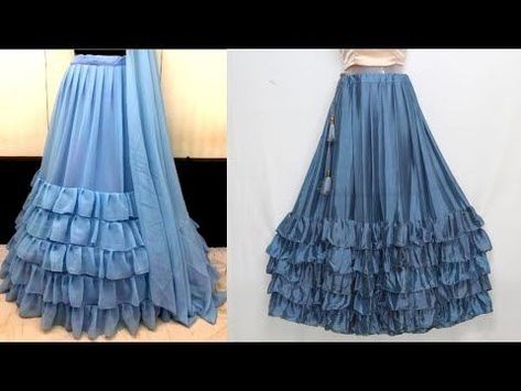 Frill Lehenga Designs, Ruffle Lehenga Skirt, Frill Lehenga, Skirt With Frills, Ruffle Lehenga, Girls Dress Sewing Patterns, Frill Skirt, Stitching Dresses, Baby Dress Design