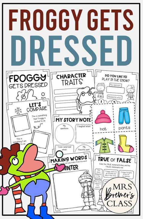 Froggy Gets Dressed book study activities unit with Common Core aligned literacy companion activities for winter in Kindergarten and First Grade Winter Books For Kids, Froggy Gets Dressed, Book Study Activities, Popular Picture Books, Picture Book Activities, Guided Reading Books, Kindergarten Books, Winter Books, Making Words