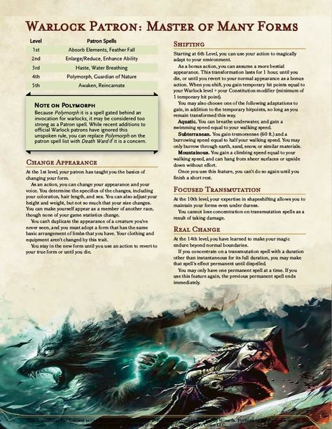 Warlock Patron: Master of Many Forms - Change, Adapt, and Overcome for Power and Profit : r/UnearthedArcana Dnd Warlock Patron, Dnd Gambler, Classes Dnd, Dnd Tools, Warlock Patron, Dnd Warlock, Warlock Dnd, Dnd Dm, Dnd 5