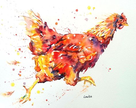 Watercolour Chicken, Funny Chickens, Henny Penny, Art Eras, Bird Watercolor Paintings, Chicken Art, Chickens And Roosters, Family Pets, Painting People