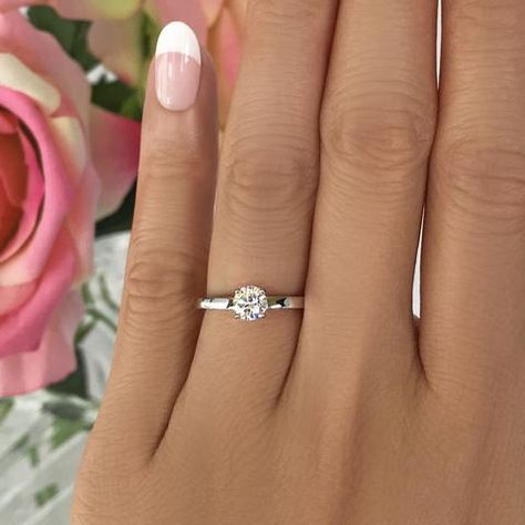 1/2 ct Stacking Solitaire Ring Half Carat Engagement Rings, Wedding Jewelry Photography, Jewelry Making Patterns, Handcrafted Engagement Ring, Gold Solitaire Engagement Ring, Minimalist Engagement Ring, Diy Jewelry Necklace, White Gold Solitaire, Classic Engagement Rings