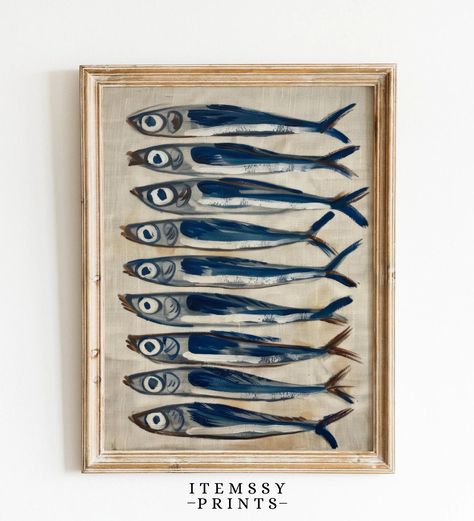 House Wall Art Ideas, Sardine Fish Photography, Beach House Prints, Entry Way Art Wall Ideas, Superrealism Art, Vintage Ocean Art, How To Choose Wall Art, Abstract Nautical Art, Inspiring Wall Art