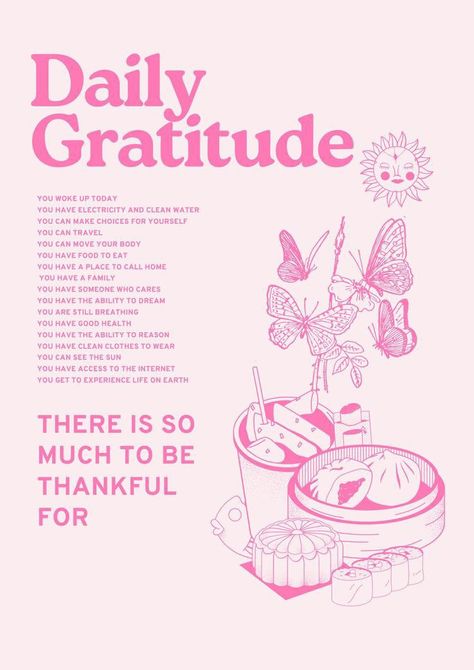 gratitude selfcare vanilla girl pink aesthetic barbie makeup yoga princess christian pinterest clean girl Trendy Printable Wall Art, Room Decor Prints Free Printables, Quotes To Print Wall Art, Posters For Your Room Printable, Daily Gratitude Poster, Living Room Posters Printable, Cute Posters For Dorm, Pink And Green Poster Prints, Pink Wall Poster Prints