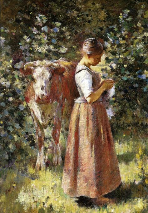 Artist:Theodore Robinson Title:La VachËre Theodore Robinson, 19th Century Women, American Impressionism, Girl Painting, Impressionism Painting, Post Impressionism, Giclee Art, Figure Painting, American Artists