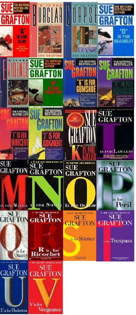 Sue Grafton - Kinsey Milhone series. Kinsey is a twice divorced private investigator. Each book can be read as a stand alone but it is best to start with "A" for Alibi because you can then follow her private life which is a story in itself. #divorce Sue Grafton Books Alphabet, Sue Grafton, Detective Fiction, Amazing Books, Private Investigator, Love Of Reading, Mystery Books, Cozy Mysteries, Private Life