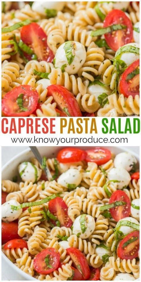 Make this Caprese Pasta Salad for a delicious vegetarian pasta salad recipe. Everyone will love this easy pasta salad inspired by Caprese Salad, but instead basil tomato mozzarella pasta! #pasta #vegetarian #salad Tomato Mozzarella Pasta, Salad Caprese, Pasta Vegetarian, Vegetarian Pasta Salad, Resep Pasta, Mozzarella Pasta, Vegetarian Salad, Caprese Pasta Salad, Caprese Pasta