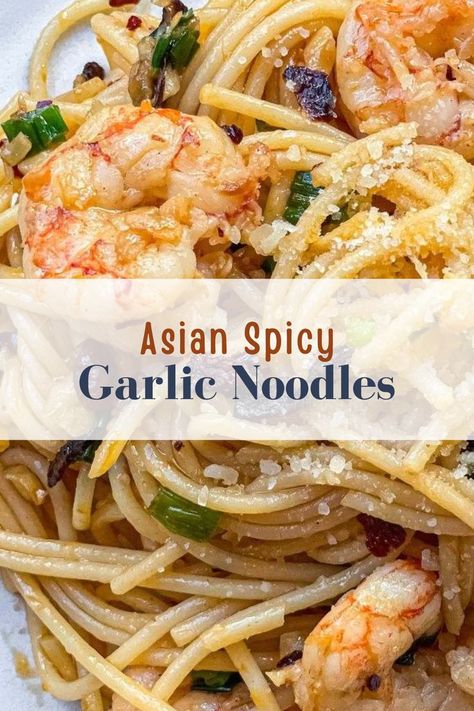 Asian Noodles Sauce, Asian Garlic Noodles Recipe, Asian Garlic Noodles, Shrimp Noodles Recipes, Easy Asian Noodles, Spicy Asian Chicken, Garlic Noodles Recipe, Asian Noodle Dishes, Asian Noodle Recipes