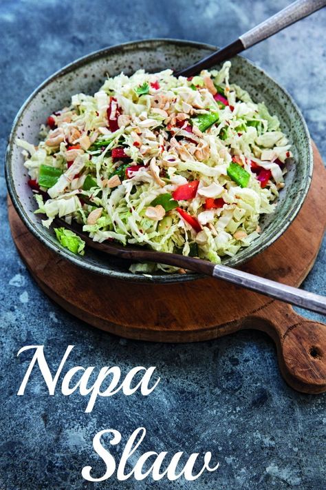 Coleslaw Salads, Napa Cabbage Recipes, Napa Cabbage Slaw, Napa Cabbage Salad, Asian Cabbage, Healthy Coleslaw, Side Items, Slaw Recipe, Food Soup