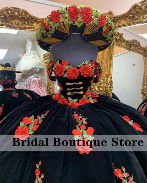 Black Mexican Ball Gown Quinceanera Dresses 2023 With Cape  Flowers Appliques Luxury  Sweet 16 Dress Luxury Sweet 16, Quinceanera Dresses 2023, Quinceanera Dresses Mexican, Ball Gown Quinceanera Dresses, Sweet 16 Dress, 16 Dress, Sweet 16 Dresses, Dresses 2023, Quince Dresses