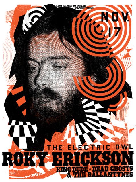 Truckstop's truckstop, ROKY ERICKSON poster at the ELECTRIC OWL via ... Roky Erickson, Gentle Soul, Concert Posters, My Favorite Music, Ghost, Concert, Tumblr, Movie Posters, Music