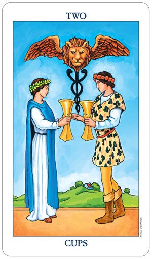 Tarot Card of the Week: Two of Cups · Two Of Cups, One Card Tarot, Pamela Colman Smith, Rider Waite Tarot Cards, Rider Waite Tarot Decks, Rider Waite Deck, Cups Tarot, Witch Tarot, Wiccan Witch