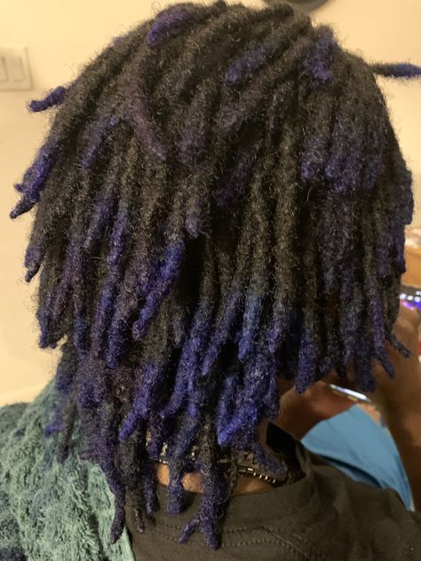 Dyed Tips Locs, Dark Purple Locs, Loc Mullets, Dark Blue Locs, Loc Mullet, Mullet Locs, Loc Dye, Purple Locs, Loc Colors