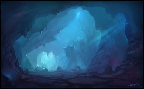 Idle Game, Ice Cave, Fantasy Setting, Fantasy Places, Matte Painting, Landscape Scenery, Poses References, Fantasy Art Landscapes, Animation Background