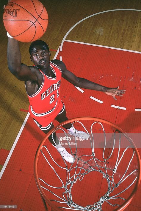 University of Georgia Dominique Wilkins College Basketball: Portrait of Georgia Dominique Wilkins (21) dunking during photo shoot at Stegeman Coliseum. Athens, GA 11/1/1981 Basketball Images, Nba Photos, Dominique Wilkins, Basketball History, Vintage Basketball, Retro Basketball, Basketball Photography, Nba Draft, Nba Legends