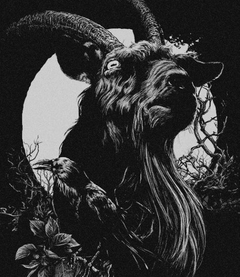 Black Sheep Design, Scary Goat, Pan Satyr, Satanic Aesthetic, Goat Tattoos, Black Philip, Goat Demon, Krampus Art, Moth Tattoos