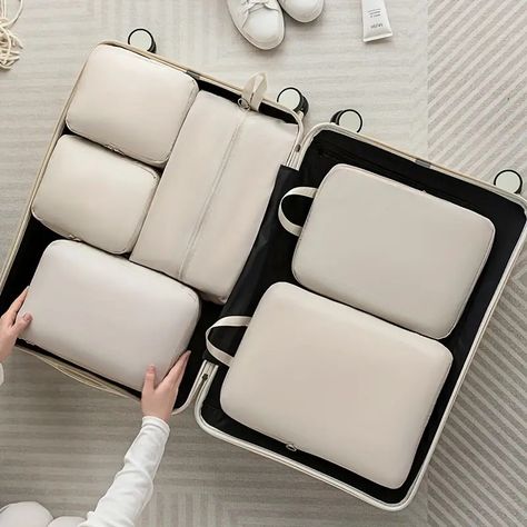 Compressible Luggage Organizers Travel Packing Cubes Clothes - Temu Canada Travel Bag Set, Shoe Storage Bags, Packing Organizers, Luggage Bags Travel, Luggage Organization, Travel Bag Organization, Sac Week End, Travel Storage Bag, Travel Outfits