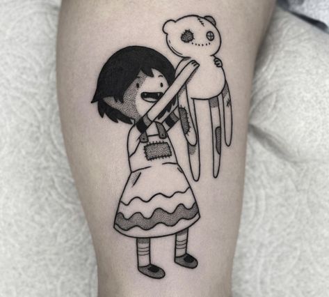 Cute Black And Grey Tattoos, Adventure Time Tattoo Marceline And Pb, Marceline X Bubblegum Tattoo, Adventure Time Marceline Tattoo, Hambo Adventure Time Tattoo, Marceline Tattoo Ideas, Small Adventure Time Tattoo, Finn And Jake Tattoo, Bubblegum Tattoo