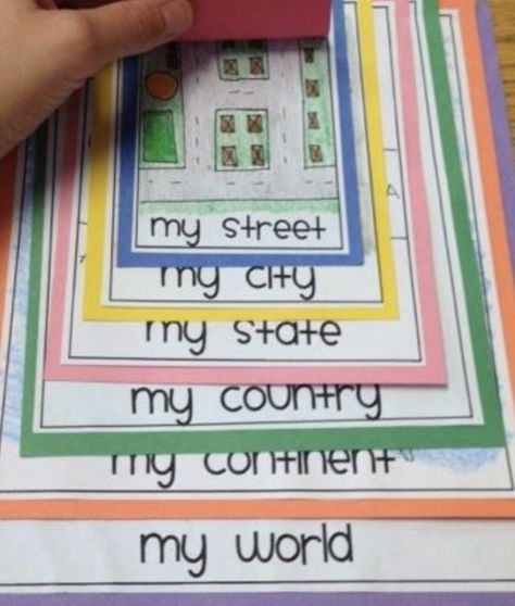 Teaching Strategy SSKG3 State the street address, city, state, and country in which the student lives.  Students can create a flip book to show what there address, city, state, and country are. The school address can be used to make it easier Creative Classroom Ideas, Where Do I Live, Social Studies Lesson Plans, Social Studies Elementary, Social Studies Classroom, Social Studies Activities, Social Studies Lesson, Teaching Social Studies, Education Motivation