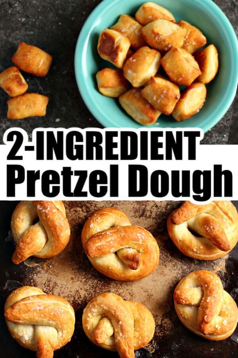 2-Ingredient Pretzel Dough (No Yeast Recipe) - Happy Hooligans 2 Ingredient Pretzels, Homemade Pretzels Soft No Yeast, Picky Eater Recipes Adults, No Yeast Pretzel Recipe, Pretzel Bites Recipes, Pretzel Dough, Snack Easy, Soft Pretzel Recipe, Homemade Flatbread