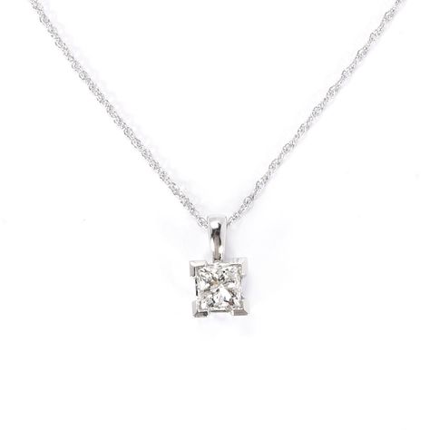 1ct Princess Cut Diamond 18k White Gold Pendant Necklace Palazzo Styling, Single Diamond Necklace, Recycled Ring, Diamond Necklace Simple, Solitaire Diamond Pendant, White Gold Pendant Necklace, Diamond Earrings Studs Round, Dainty Diamond Necklace, White Gold Necklace